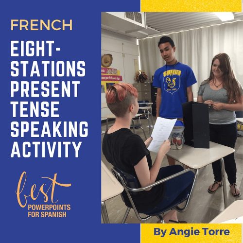 French Present tense, 8 Stations Speaking Activity