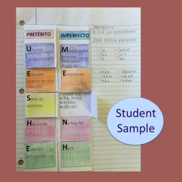 Spanish Preterite Imperfect Foldable Interactive Notebook Activities