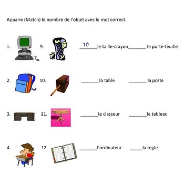 French Classroom Objects