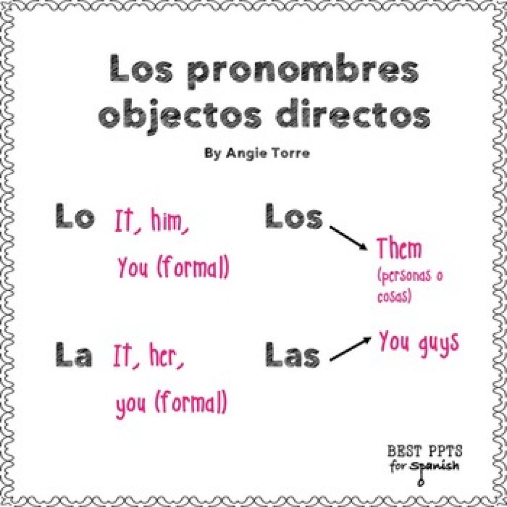 Spanish Direct Object Pronouns Google Drive Activity Best cocogarage.jp