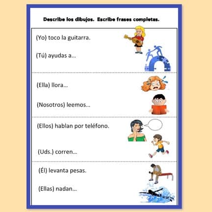 Spanish Regular Verbs Interactive Notebook Activities