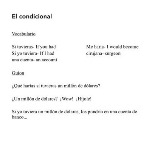 Spanish Conditional Tense Video