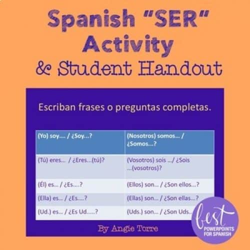 Spanish Ser Activities and Student Handout