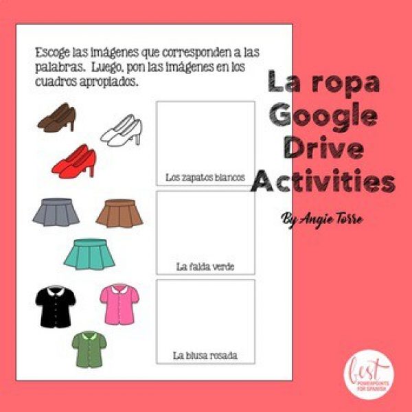 Spanish Clothing Google Drive Activity