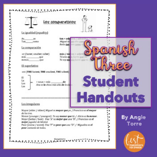 Spanish Three Student Handouts / Cheat-Sheets for an Entire Year
