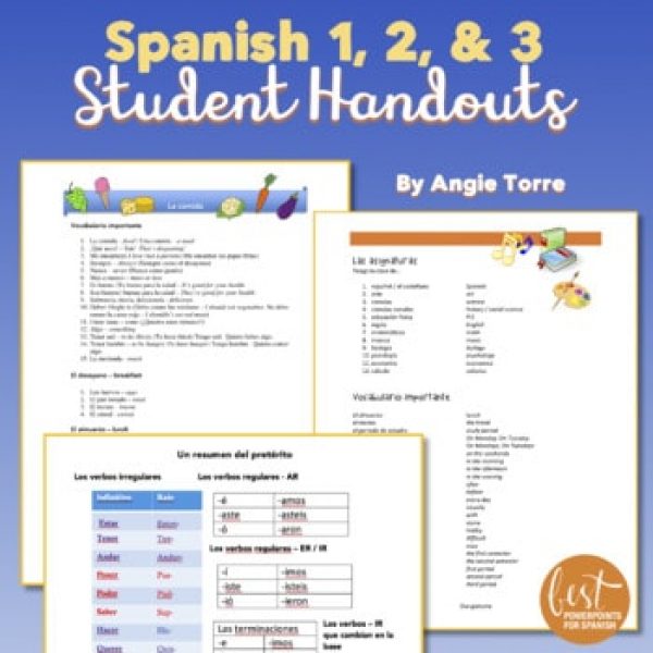 Spanish One, Two, and Three Student Handouts / Cheat-Sheets for an Entire Year