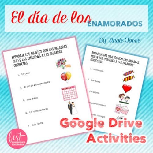 Spanish Google Drive Activities: Valentine's Day Vocabulary San Valentín