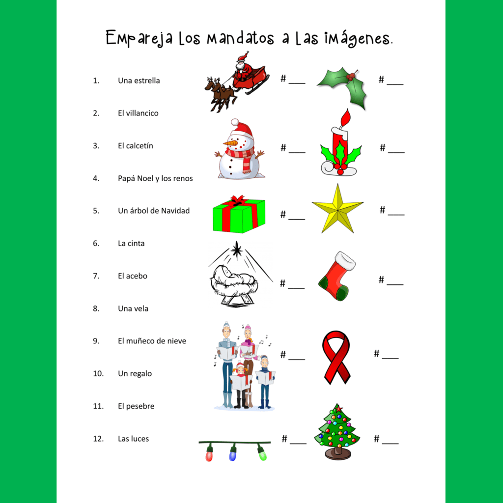 Spanish Christmas Activities | Spanish Nouns And Verbs 47E