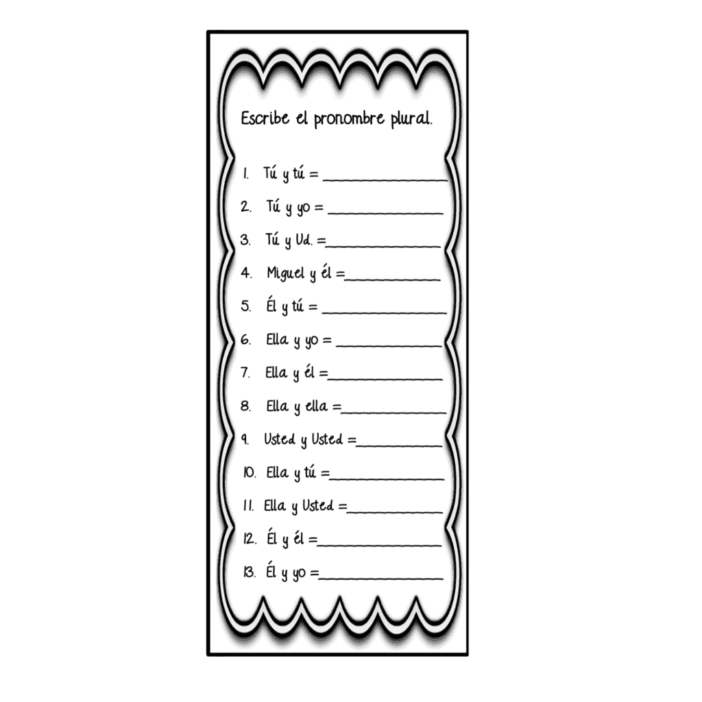 Spanish Subject Pronouns Foldable And Interactive Notebook Activity