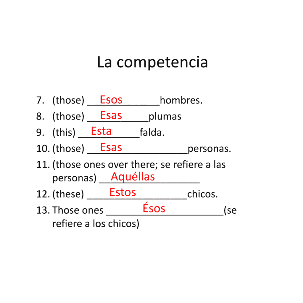 Spanish Demonstrative Adjectives Los Demostrativos Speaking Activities