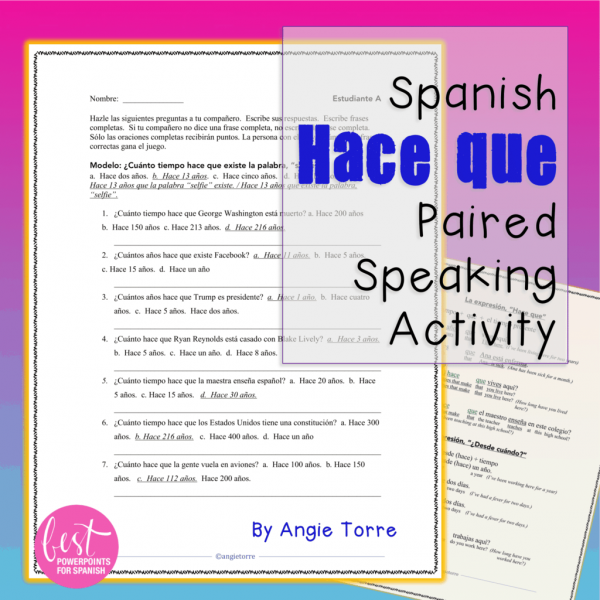 Spanish Hace Que Expressions Paired Speaking Activity