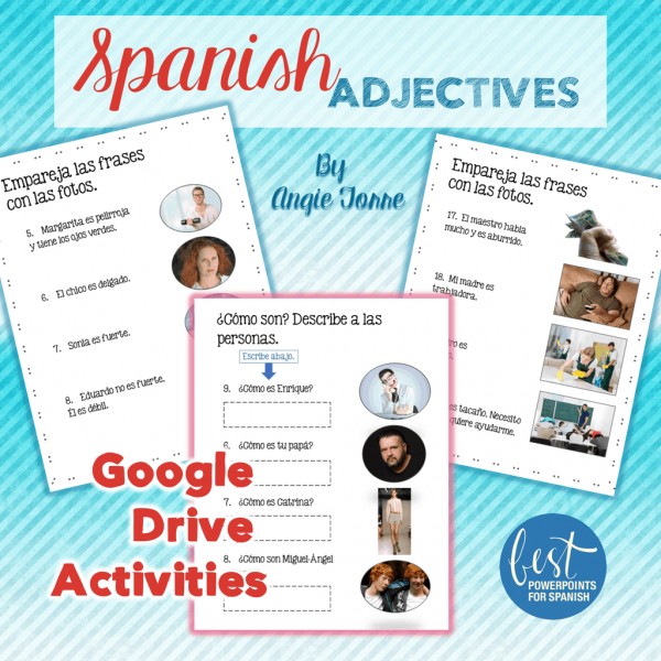 Spanish Adjectives Google Drive Activities