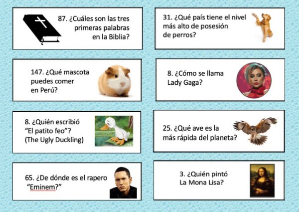 How to Differentiate in the World Language Classroom, Spanish Trivial Pursuit Questions