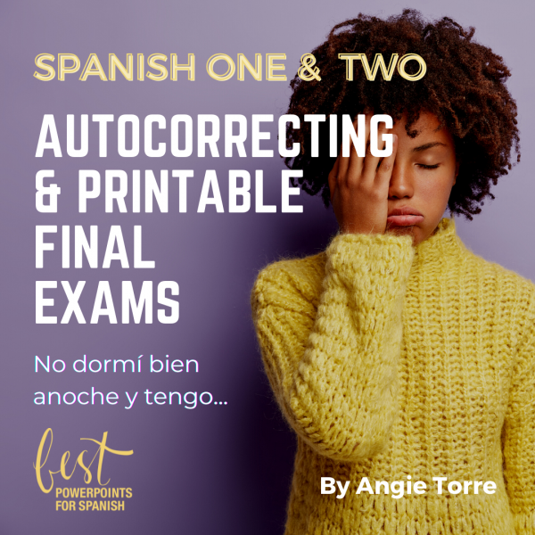 Spanish One and Two Final Exams Woman with hand over her eyes who is very tired