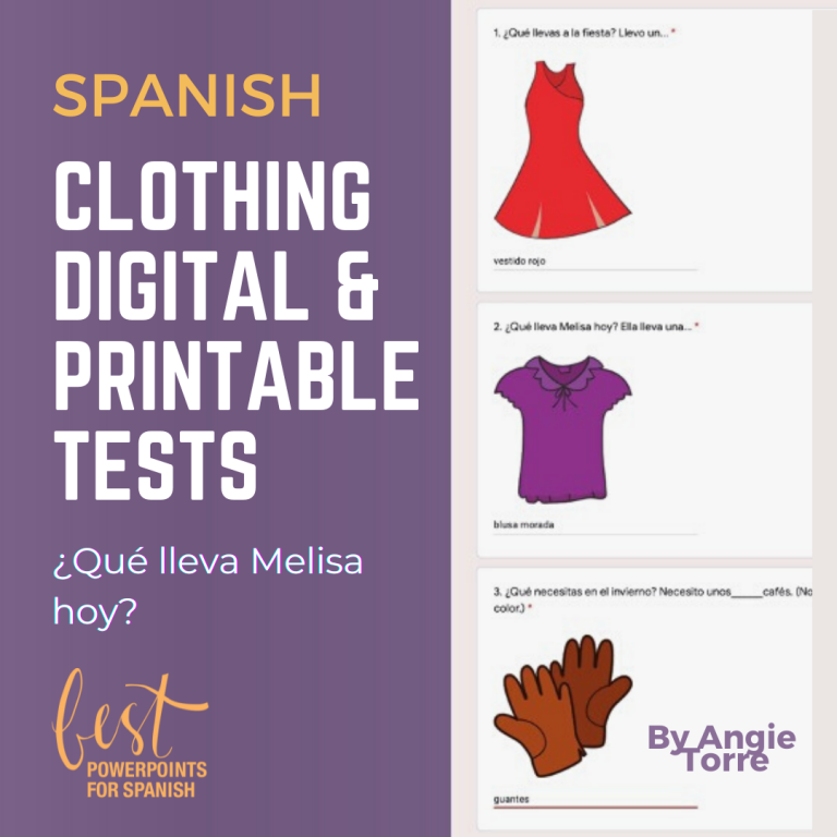 La ropa Spanish Clothing Digital and Printable Tests - Best PowerPoints ...