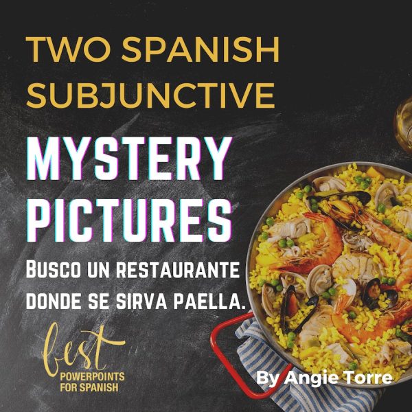 Spanish Subjunctive Digital Mystery Picture Puzzles: Picture of paella. Busco un restaurante donde se sirva paella.