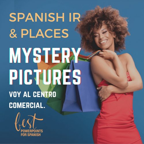 Spanish Verb IR TO GO and Places Digital Mystery Pictures