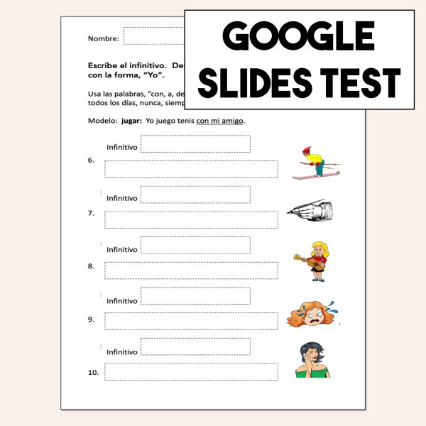 Spanish Infinitives and Yo Form Tests, Worksheets, INB Activities Print and Digital - Image 3