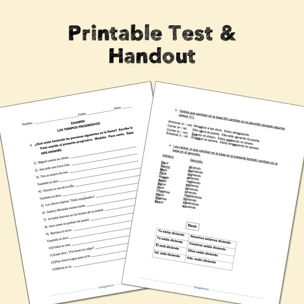Spanish Progressive Present Tense Digital and Printable Activities, Tests - Image 3